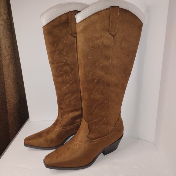 Soda Zahara Boots Tan Western Size 9 Cowgirl Rodeo Tall Knee High - Picture 12 of 16